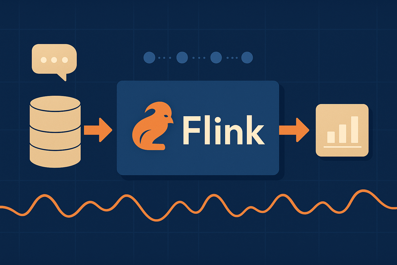Apache Flink tutorial diagram showing real-time stream processing pipeline