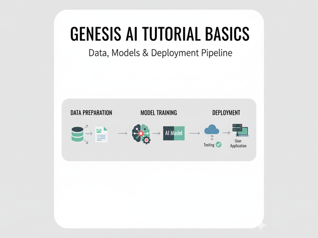 Genesis AI platform basics tutorial hero illustration with a layered architecture diagram for generative AI services.