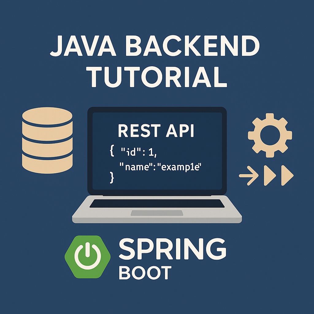 Java backend tutorial diagram with Spring Boot REST API, database and deployment pipeline