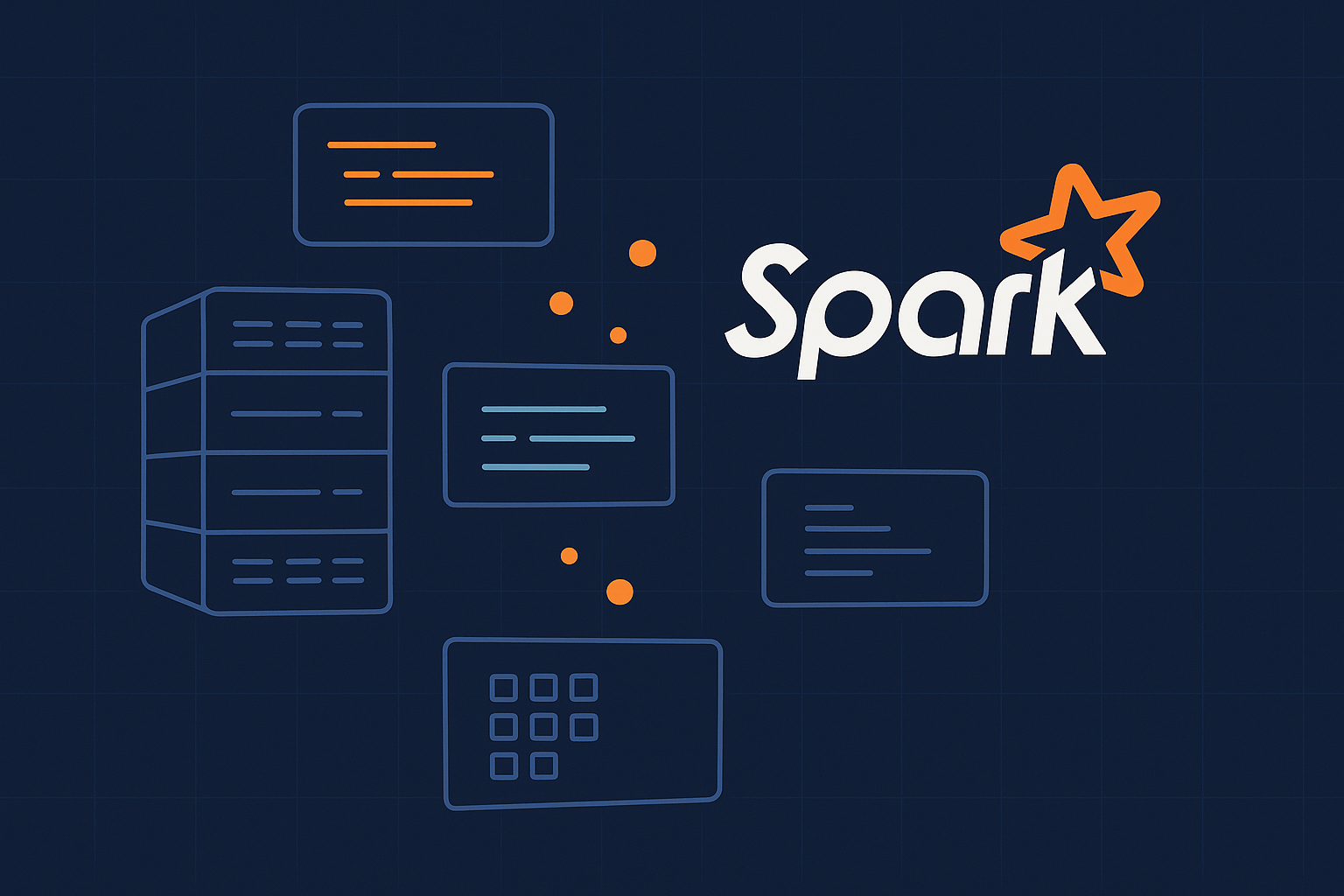 Apache Spark tutorial diagram showing Spark Apache cluster and DataFrame flow